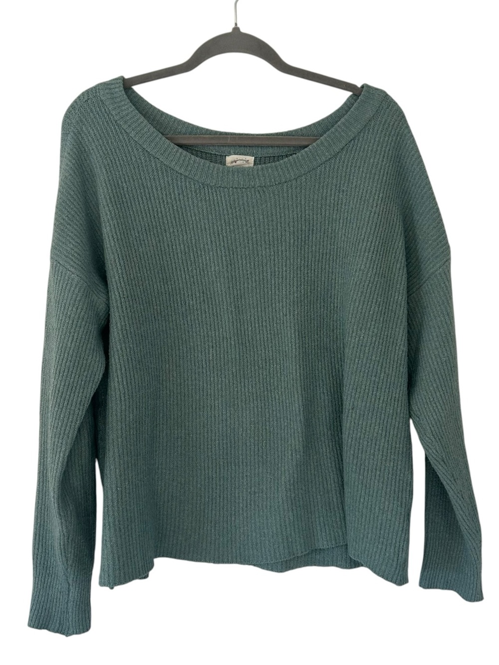 Teal Blue Cozy Hippie Rose Knit Style Sweater Top Women’s Size Large Fit!